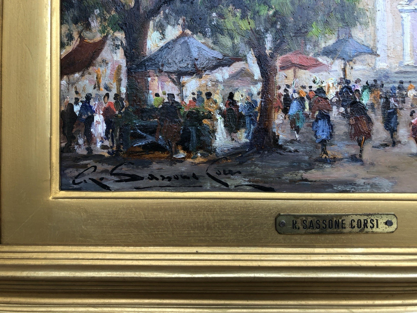 Quadro -Piazza Con Chiesa- dipinto a olio