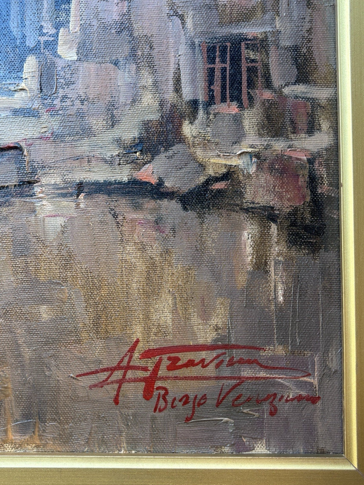 Quadro -Borgo Veneziano- Antonio Gravina- dipinto a olio su tela
