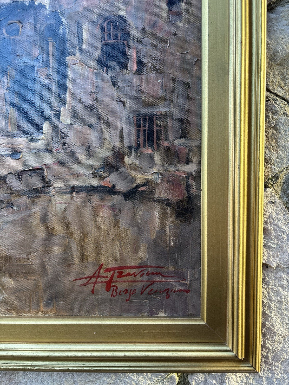 Quadro -Borgo Veneziano- Antonio Gravina- dipinto a olio su tela