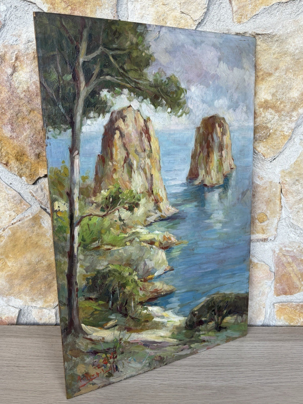 Quadro -Capri- dipinto a olio su tavoletta