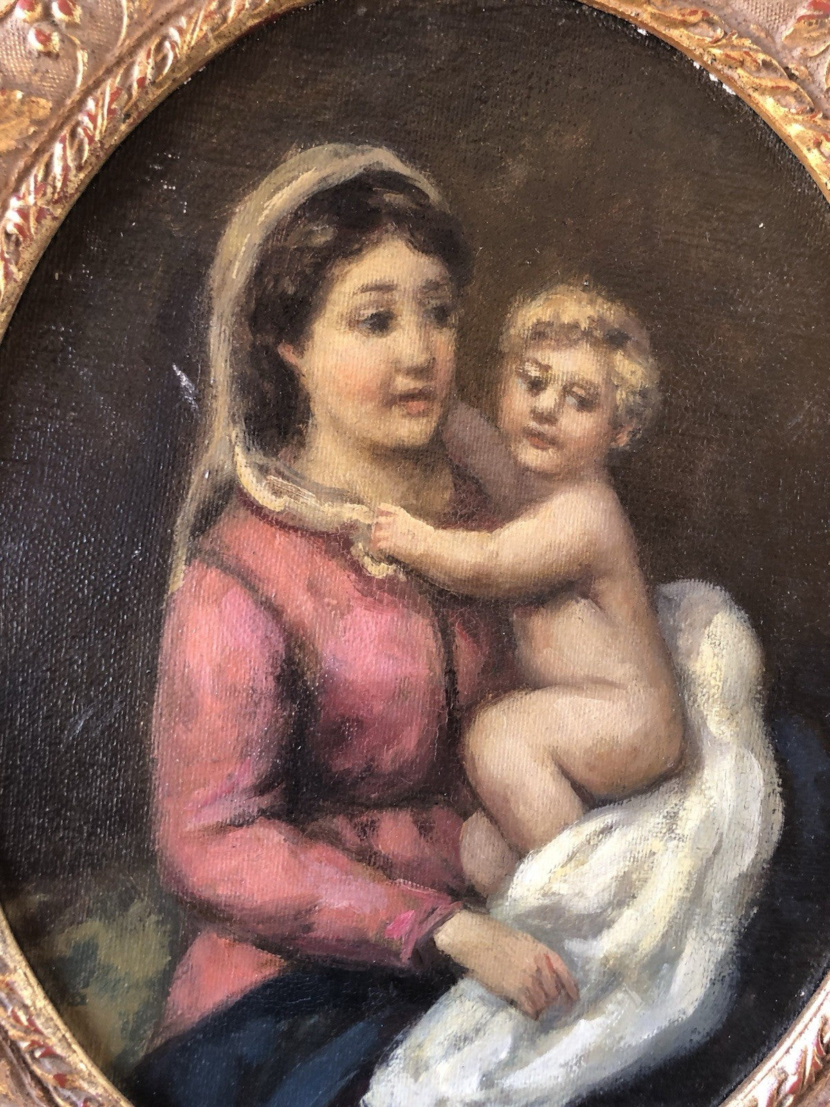 Quadro -Maternità- dipinto a olio su tela