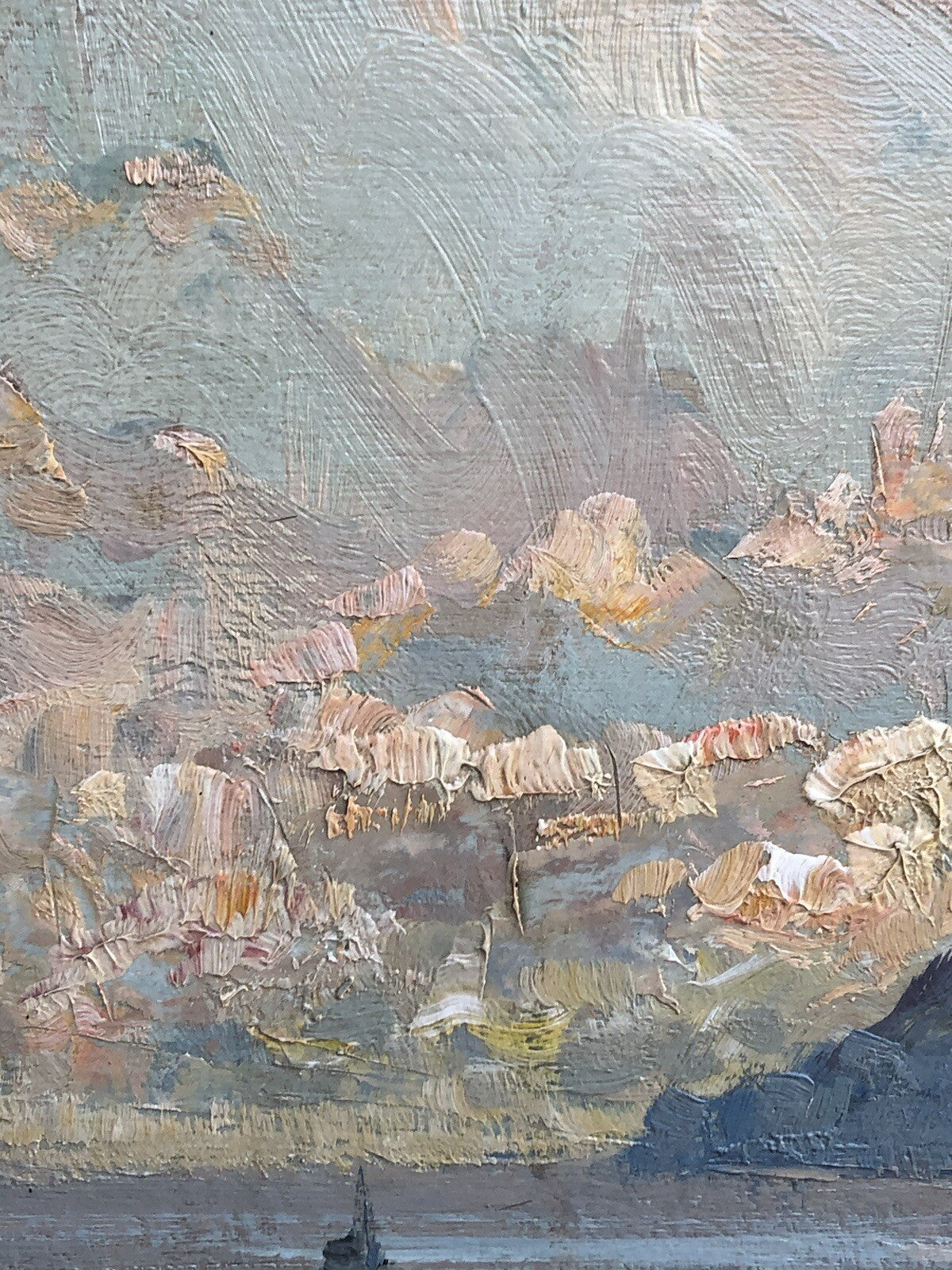 Quadro vintage -Marina- dipinto a olio su tavoletta