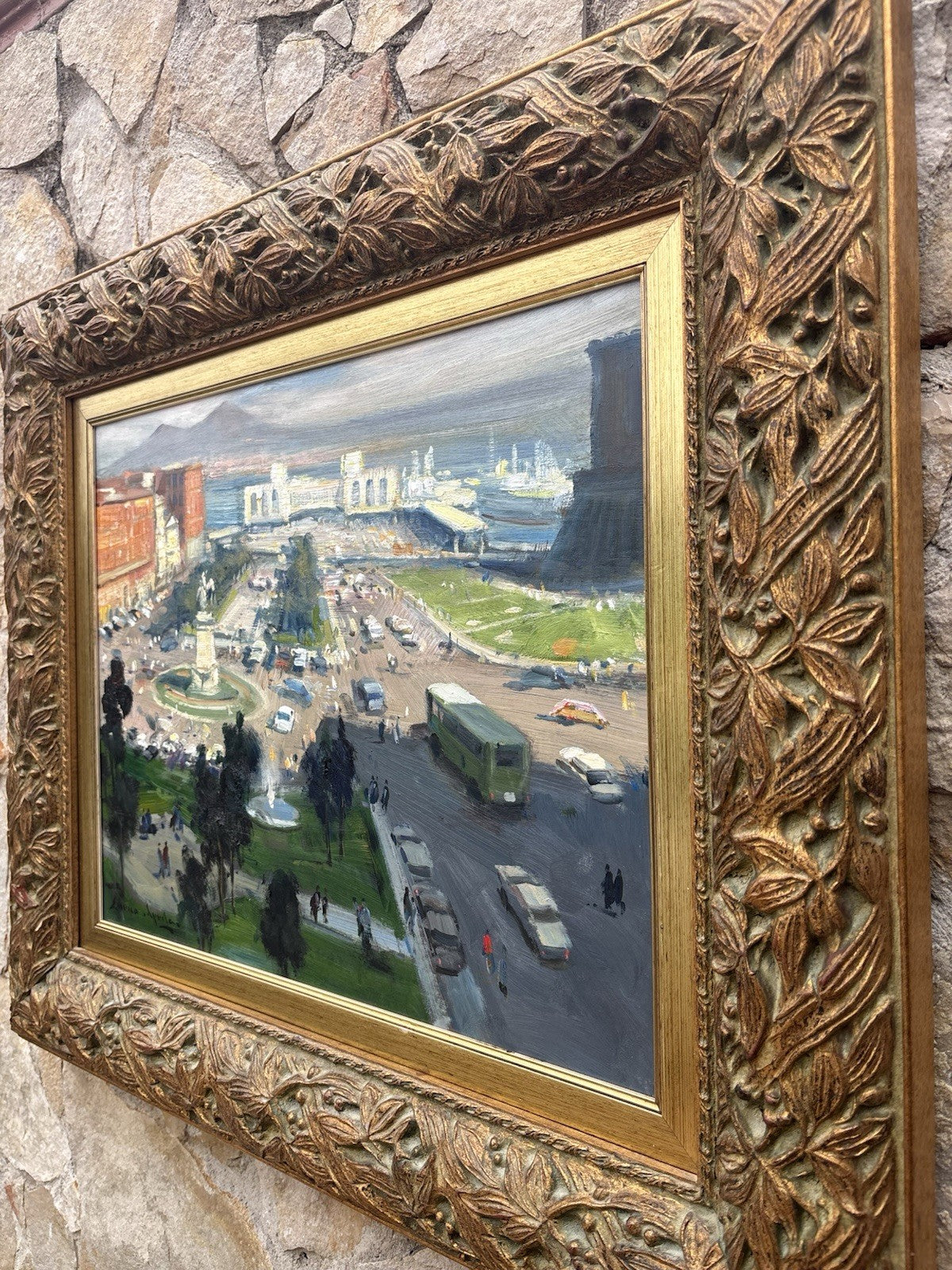 Quadro -Napoli Piazza Municipio- Enrico Aprile- dipinto a olio