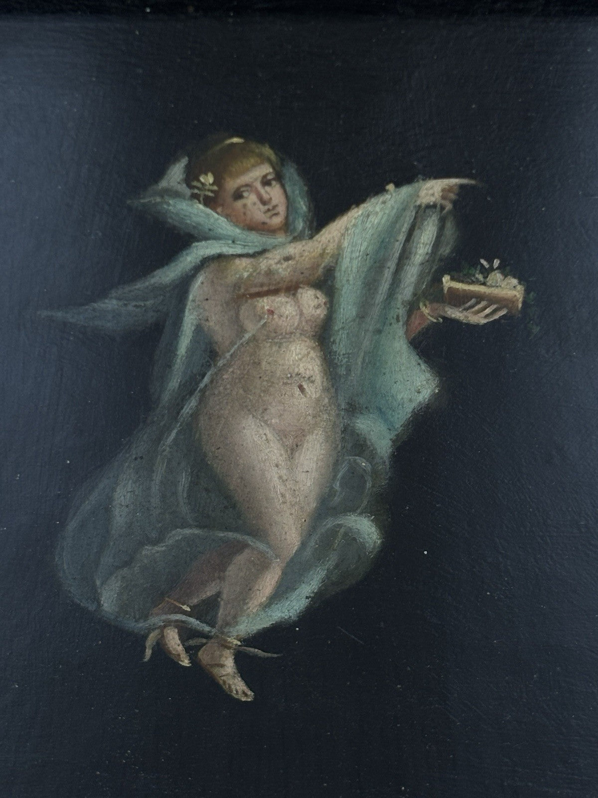 Quadro antico -Figure- stile pompeiano dipinto a olio