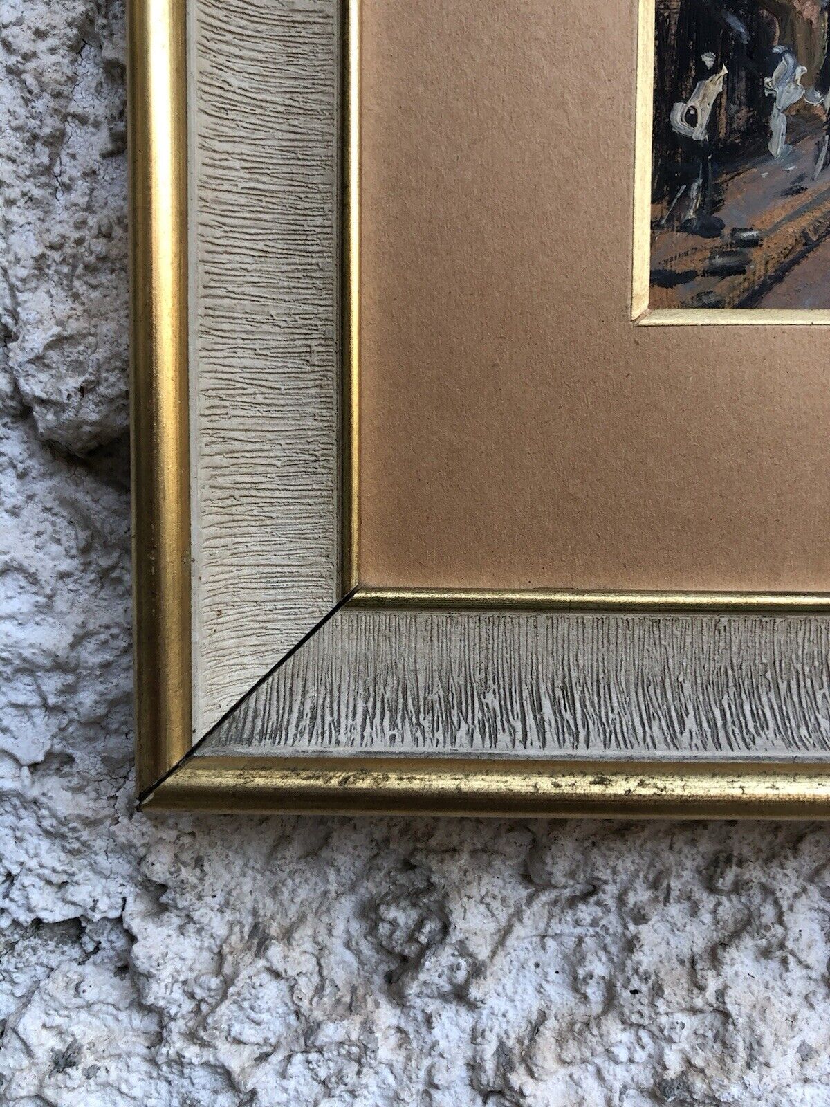 Quadro vintage -Strada Con Figure- dipinto a olio