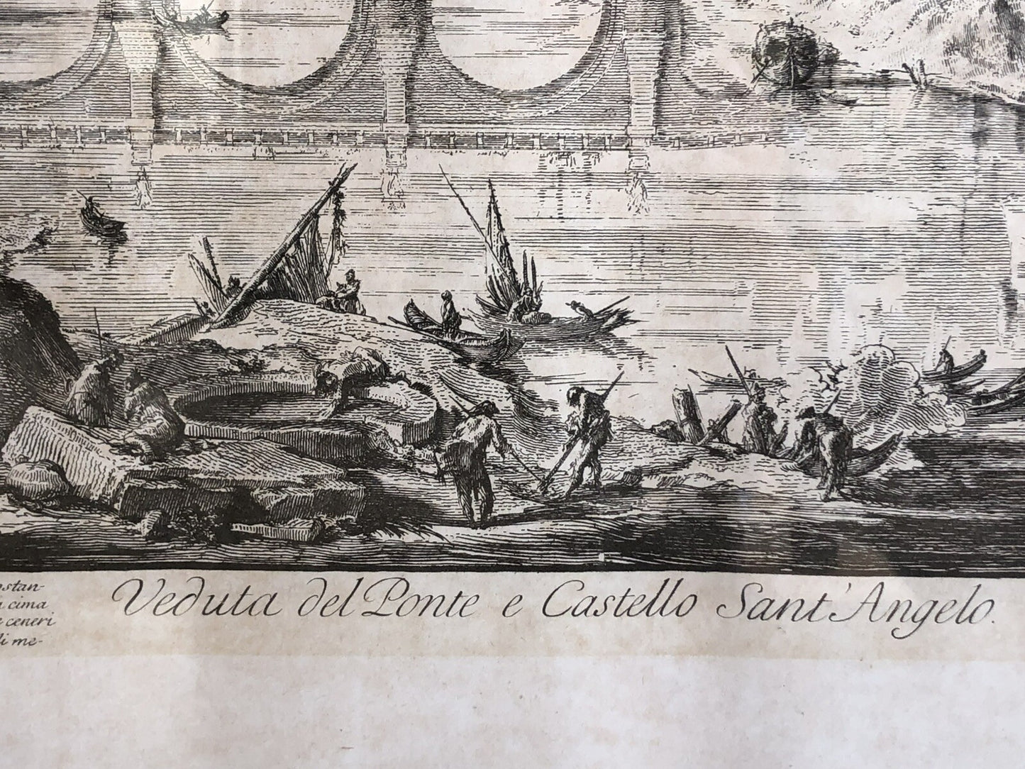 Stampa Vintage Roma, Veduta Del Ponte E Castel Sant’Angelo