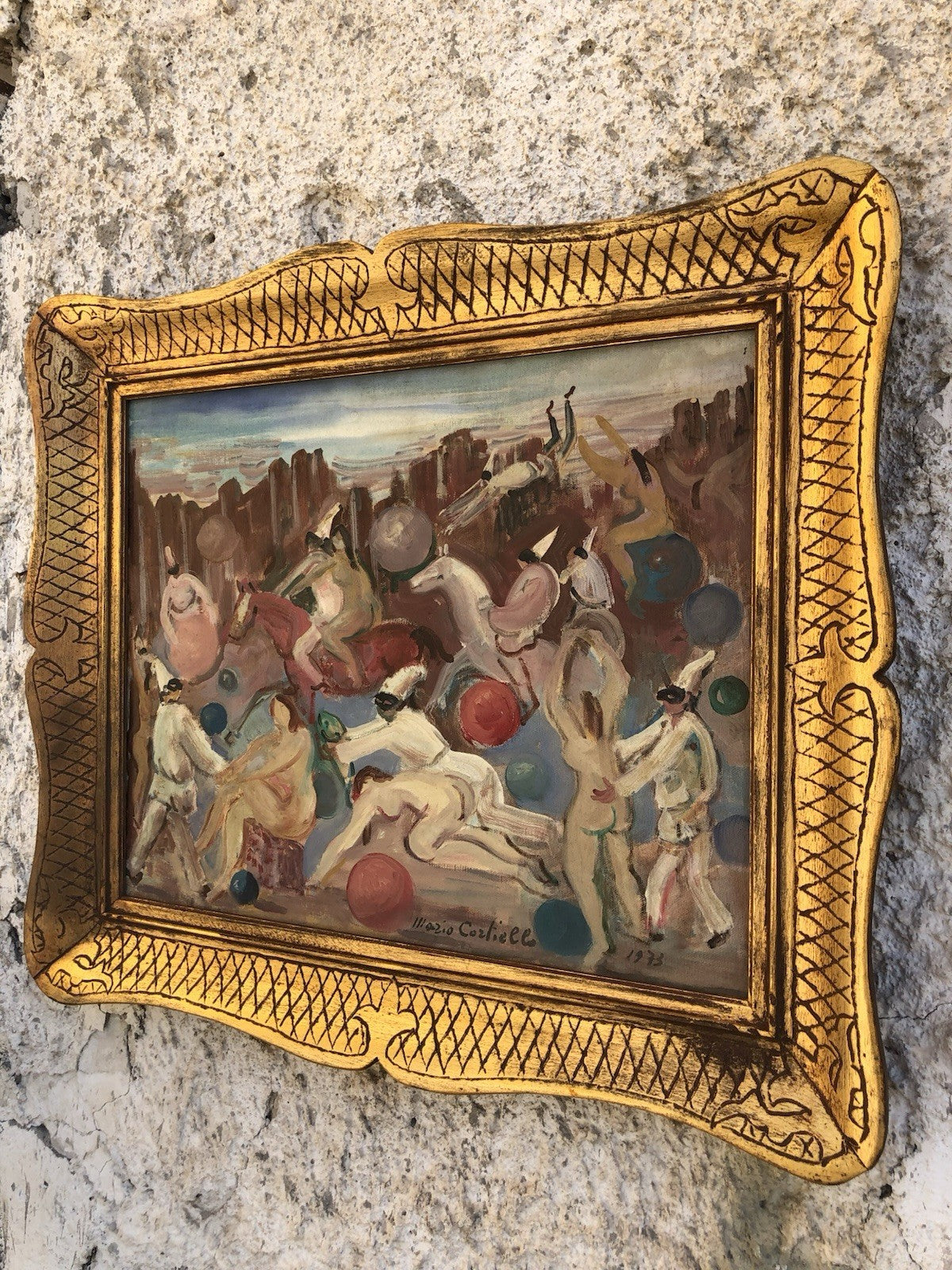 Quadro -Pulcinella- Mario Cortiello dipinto a olio su tela