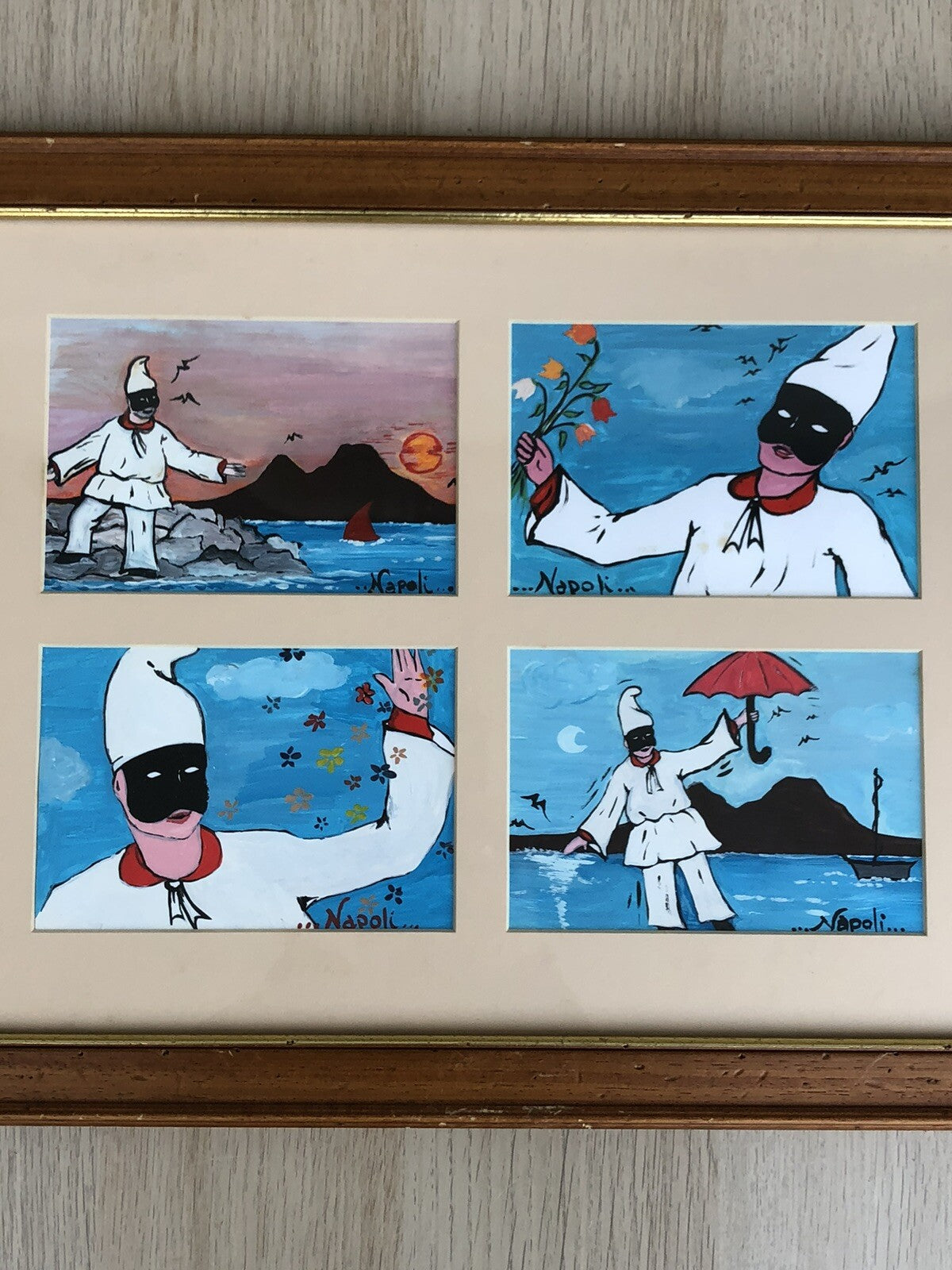 Quadro Vintage Pulcinella Dipinti A Tecnica Mista