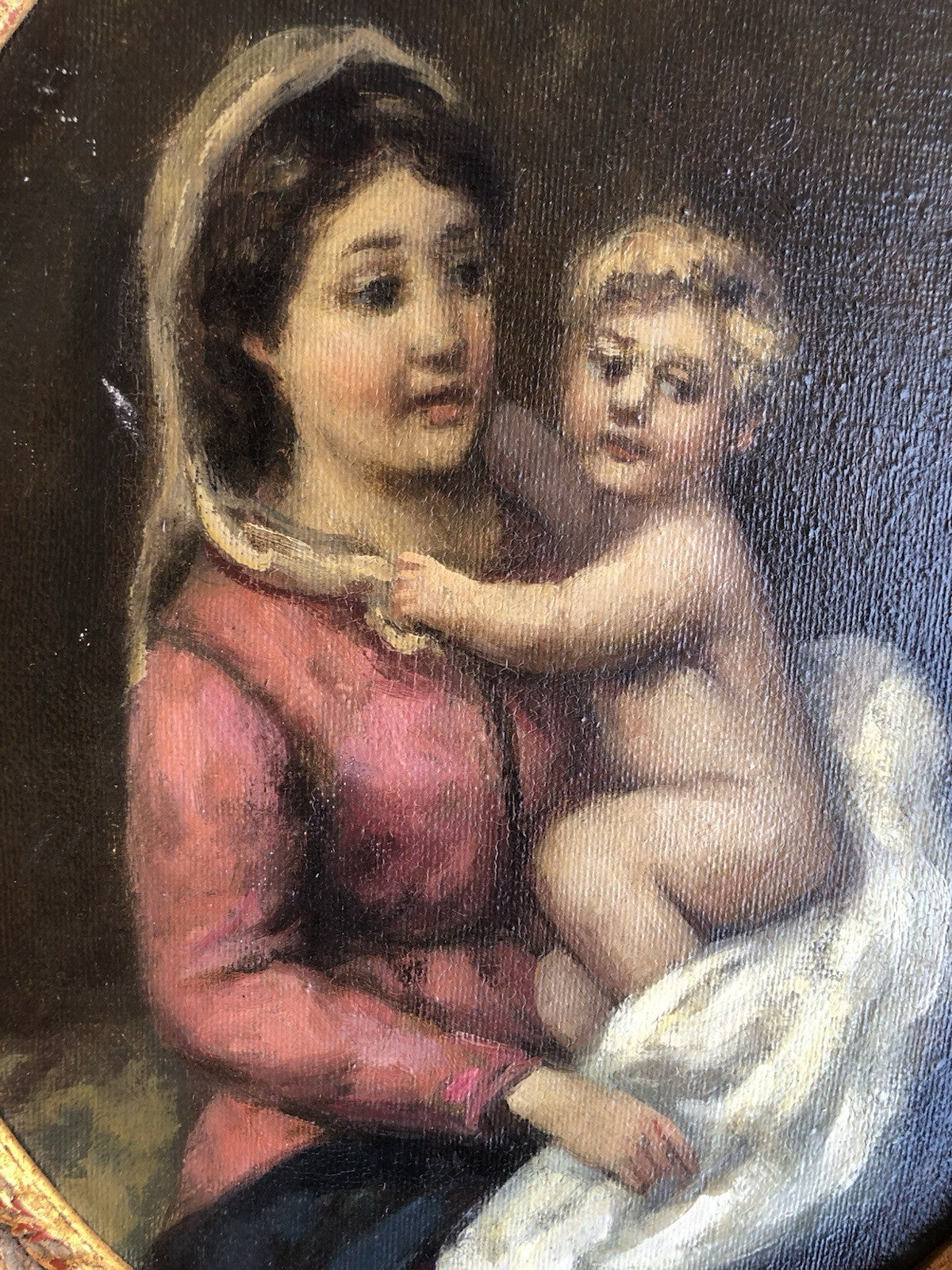 Quadro -Maternità- dipinto a olio su tela