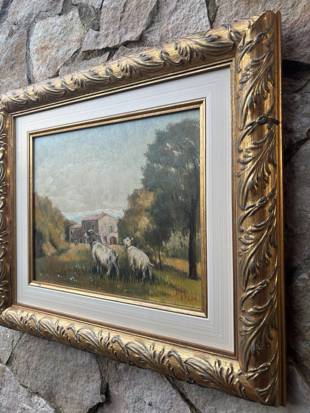 Quadro -Paesaggio Con Capre- Maria Izzo- dipinto a olio