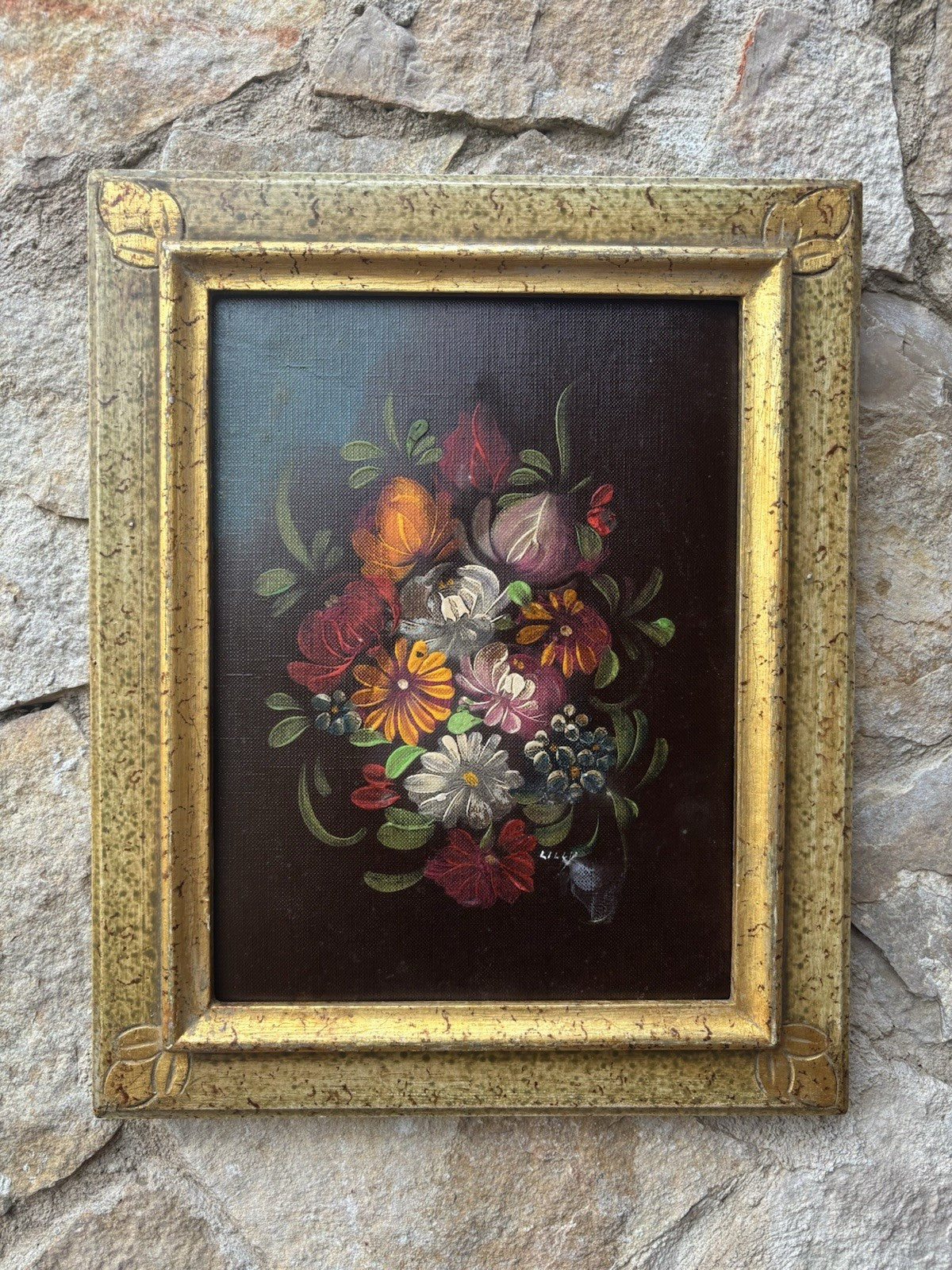 Quadro vintage -Fiori- dipinto a olio