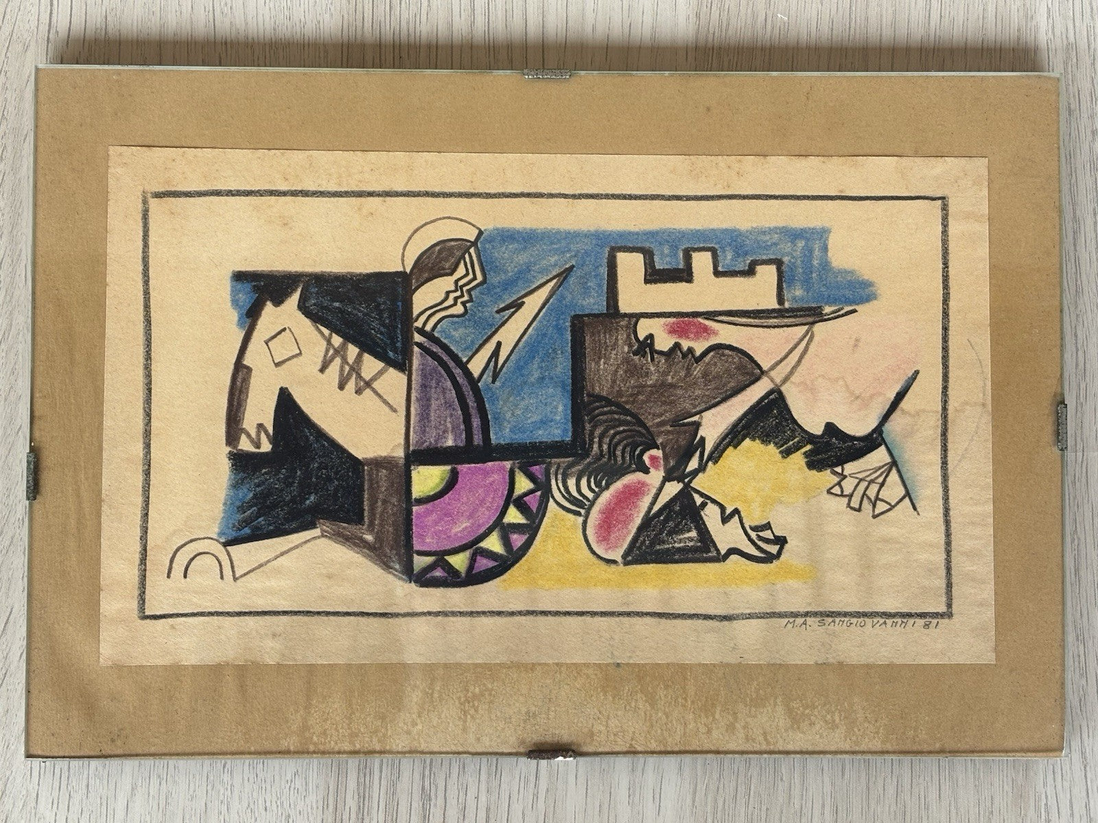 Quadro -Astratto- Mario Sangiovanni disegno su carta