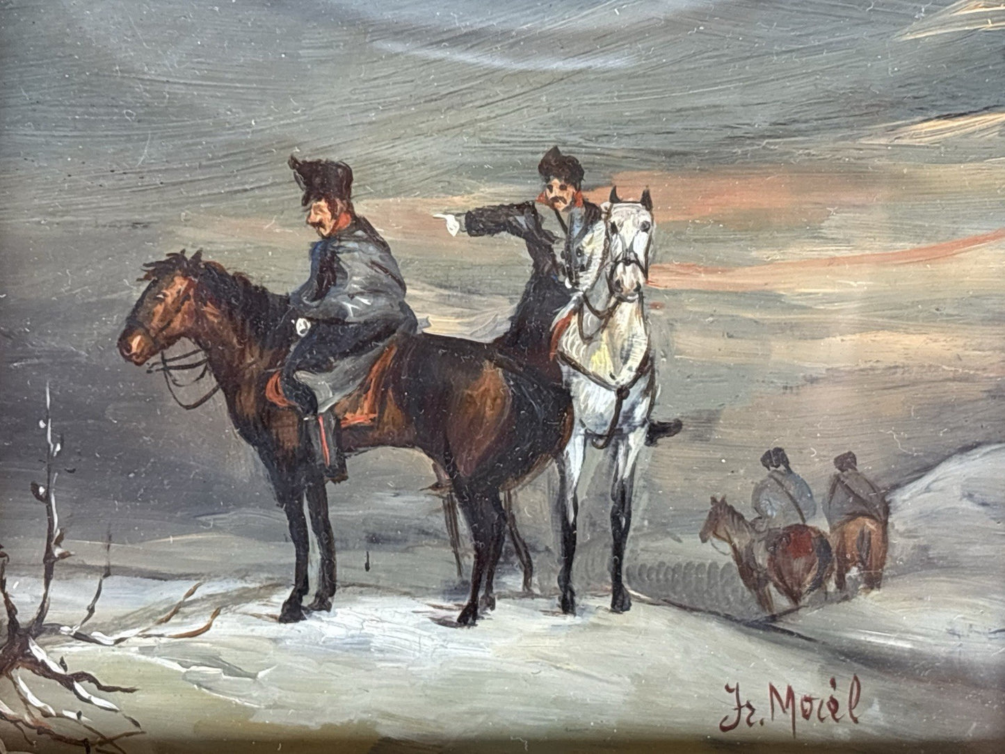 Coppia Di Quadri Vintage, Miniature Dipinte A Olio Su Rame