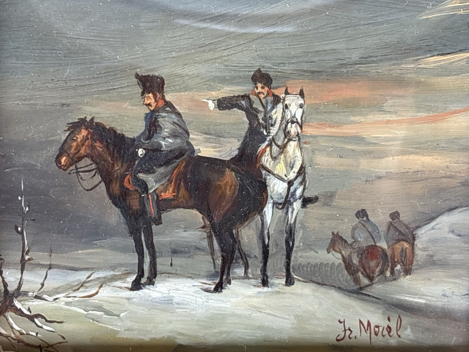 Coppia Di Quadri Vintage, Miniature Dipinte A Olio Su Rame