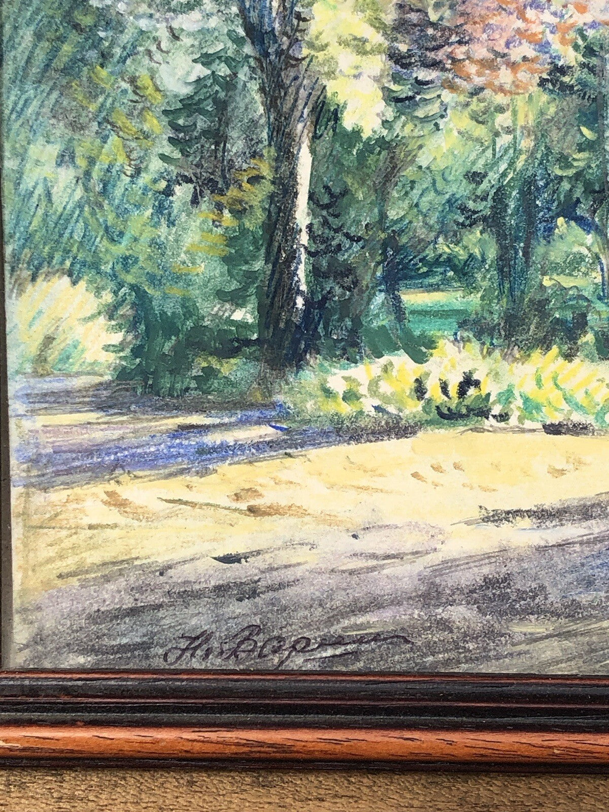 Quadro vintage -Boschetto- tecnica mista su carta