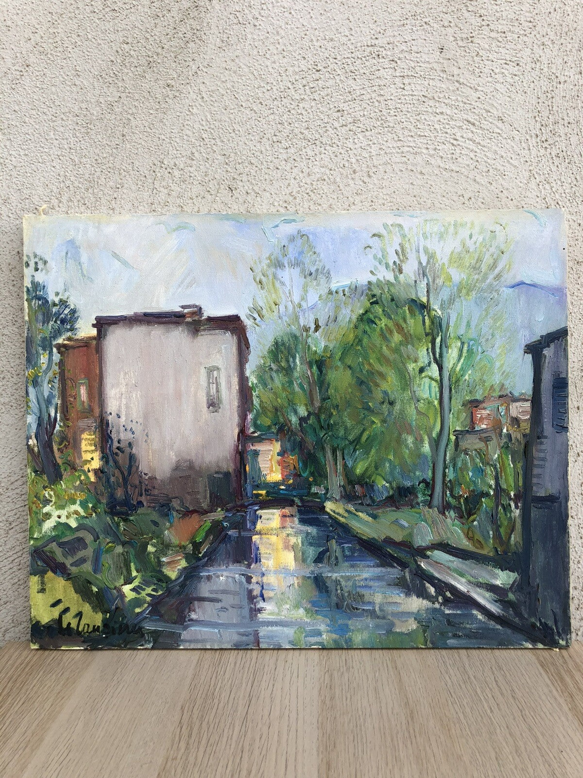 Quadro vintage -Al Sarno- dipinto a olio su tela