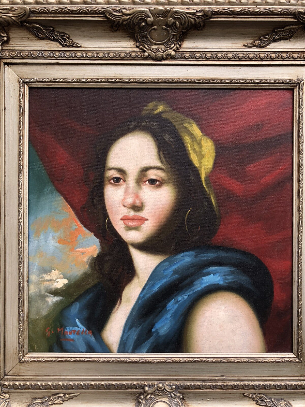 Quadro vintage Giacinto Montella dipinto a olio su tela