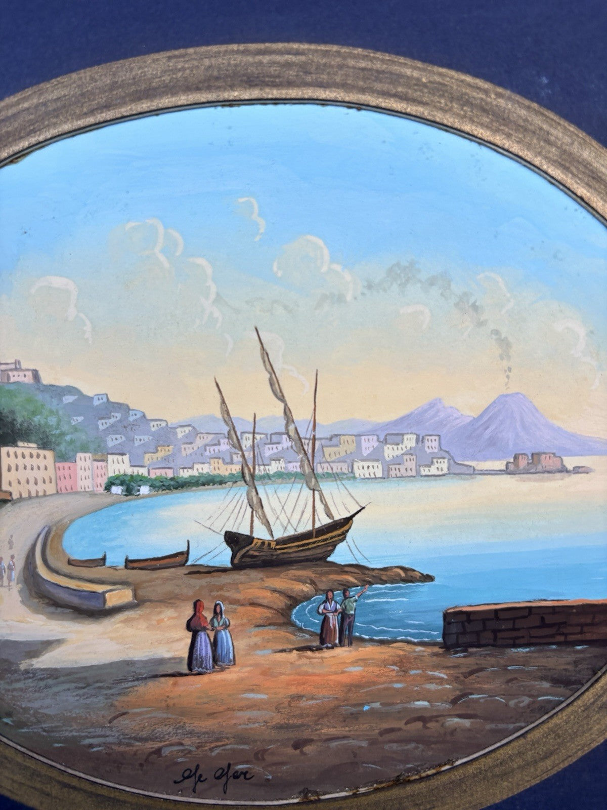 Gouache Vintage Dipinti Su Carta -Vedute Di Napoli-