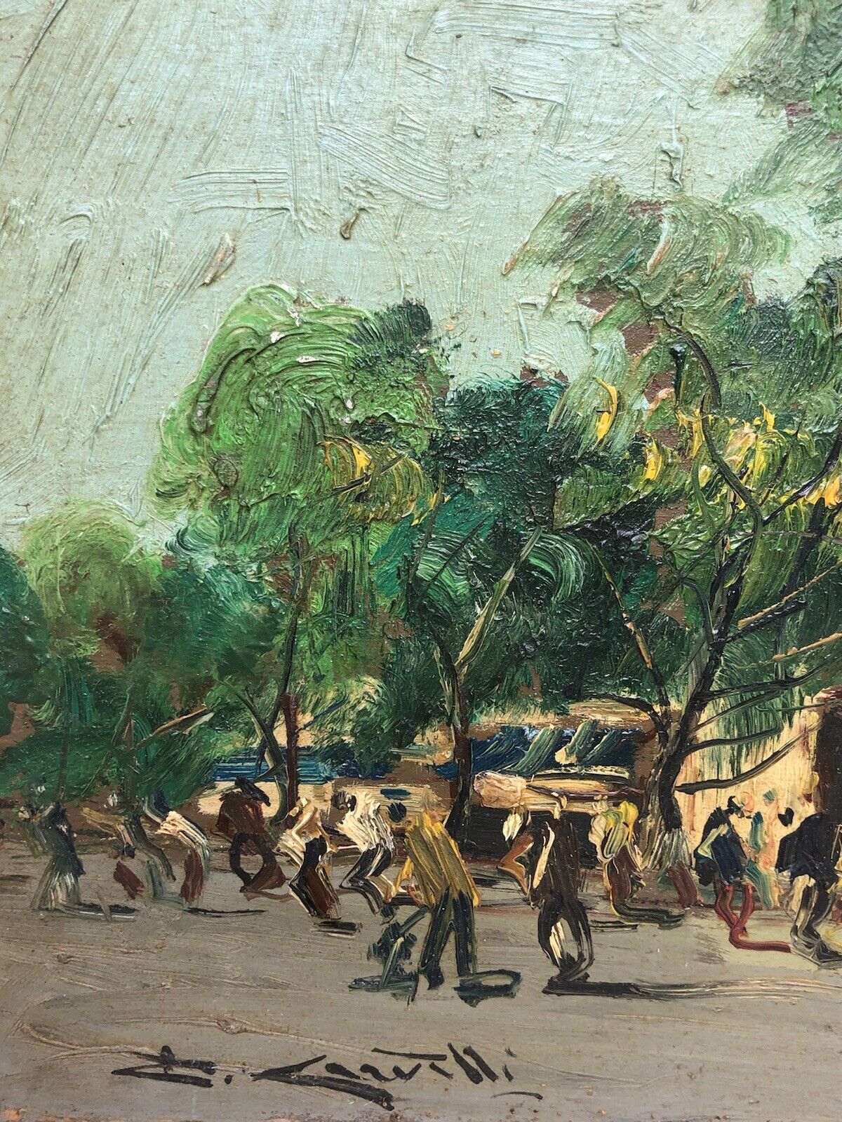 Quadro vintage -Paesaggio Con Figure- dipinto a olio
