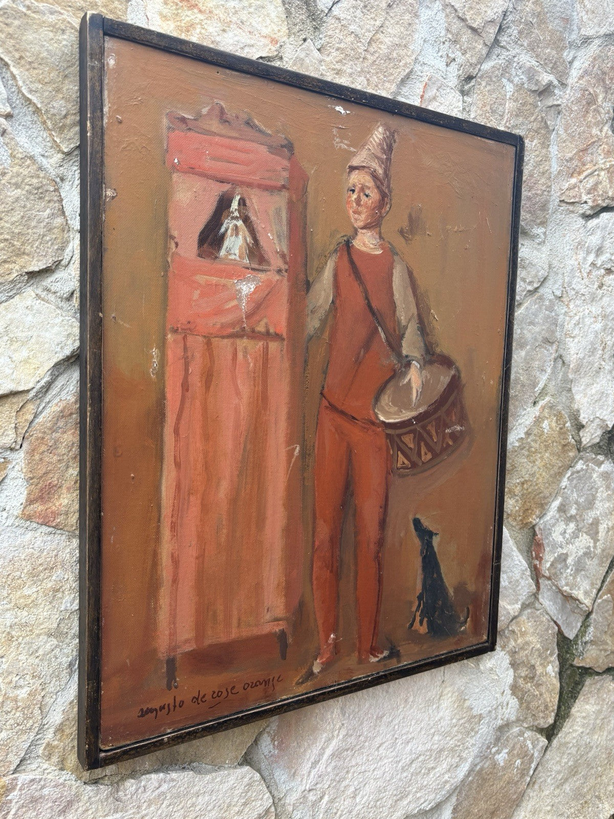 Quadro -Maschere Allegoriche- Augusto Orange De Rose dipinto a olio su tela