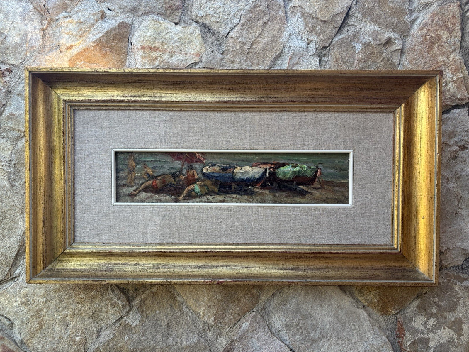 Quadro -Bagnanti- dipinto a olio