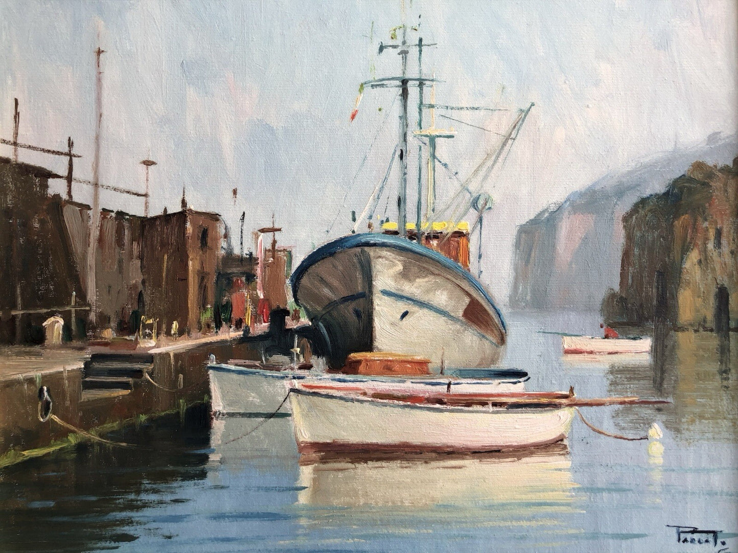 Quadro -Barche All’Ormeggio- dipinto a olio su tela