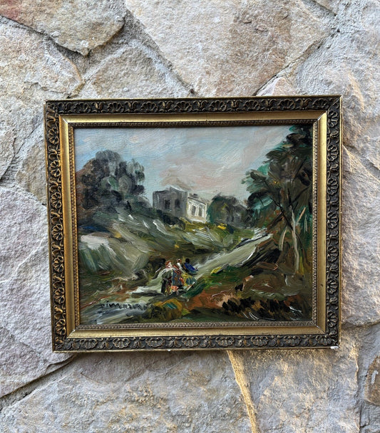 Quadro -Paesaggio Con Figure- Francesco Di Marino dipinto a olio su tavoletta