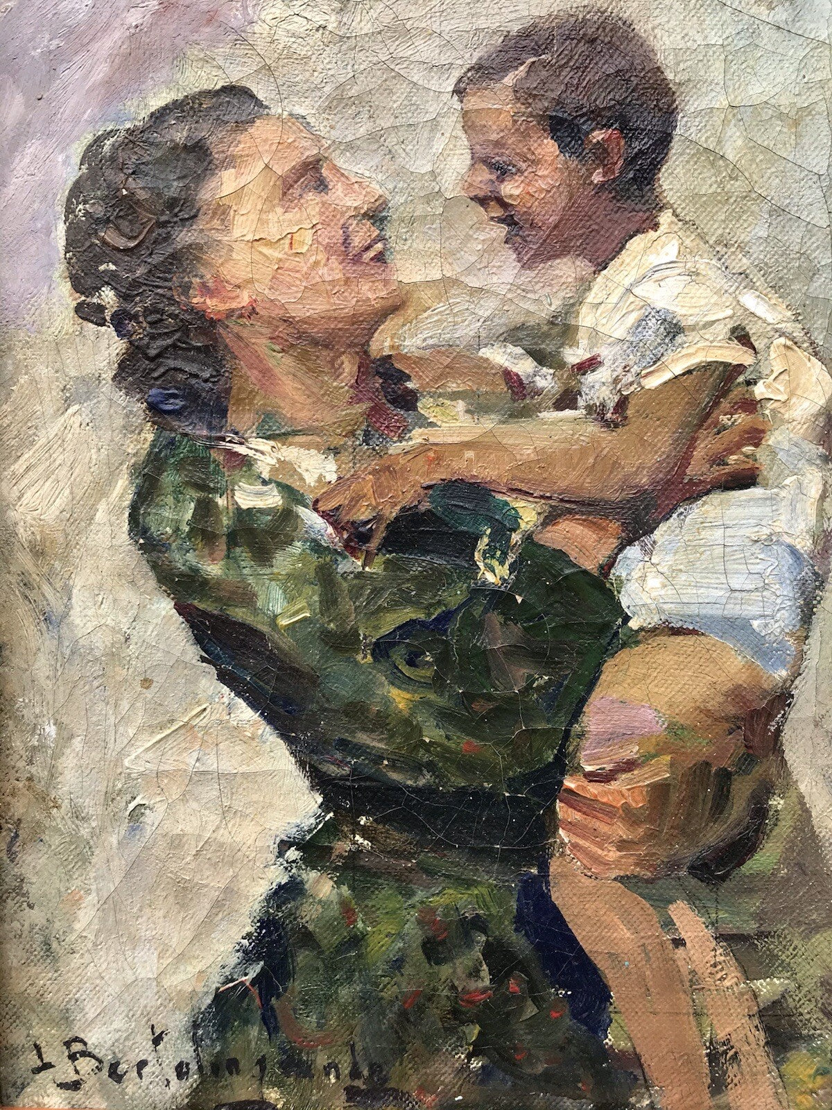 ANTICO QUADRO - MATERNITÀ- DIPINTO A OLIO SU TELA