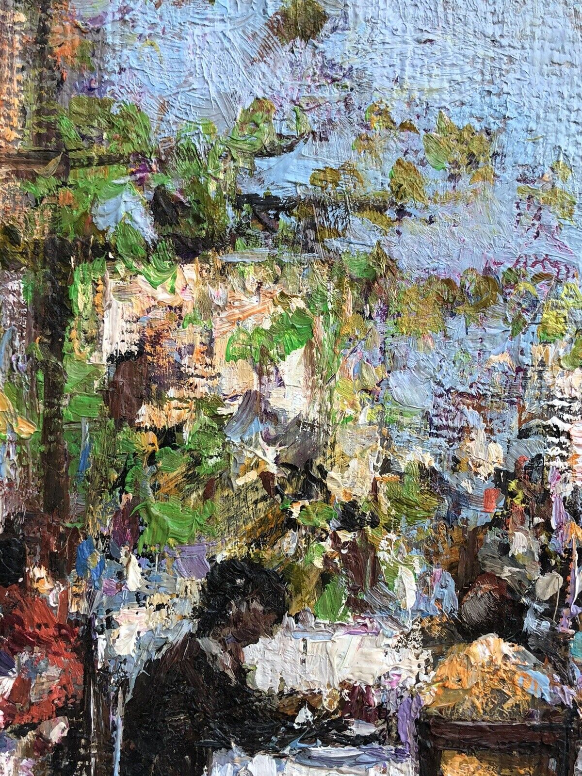 Quadro vintage -Figure Al Tavolo- dipinto a olio su tela