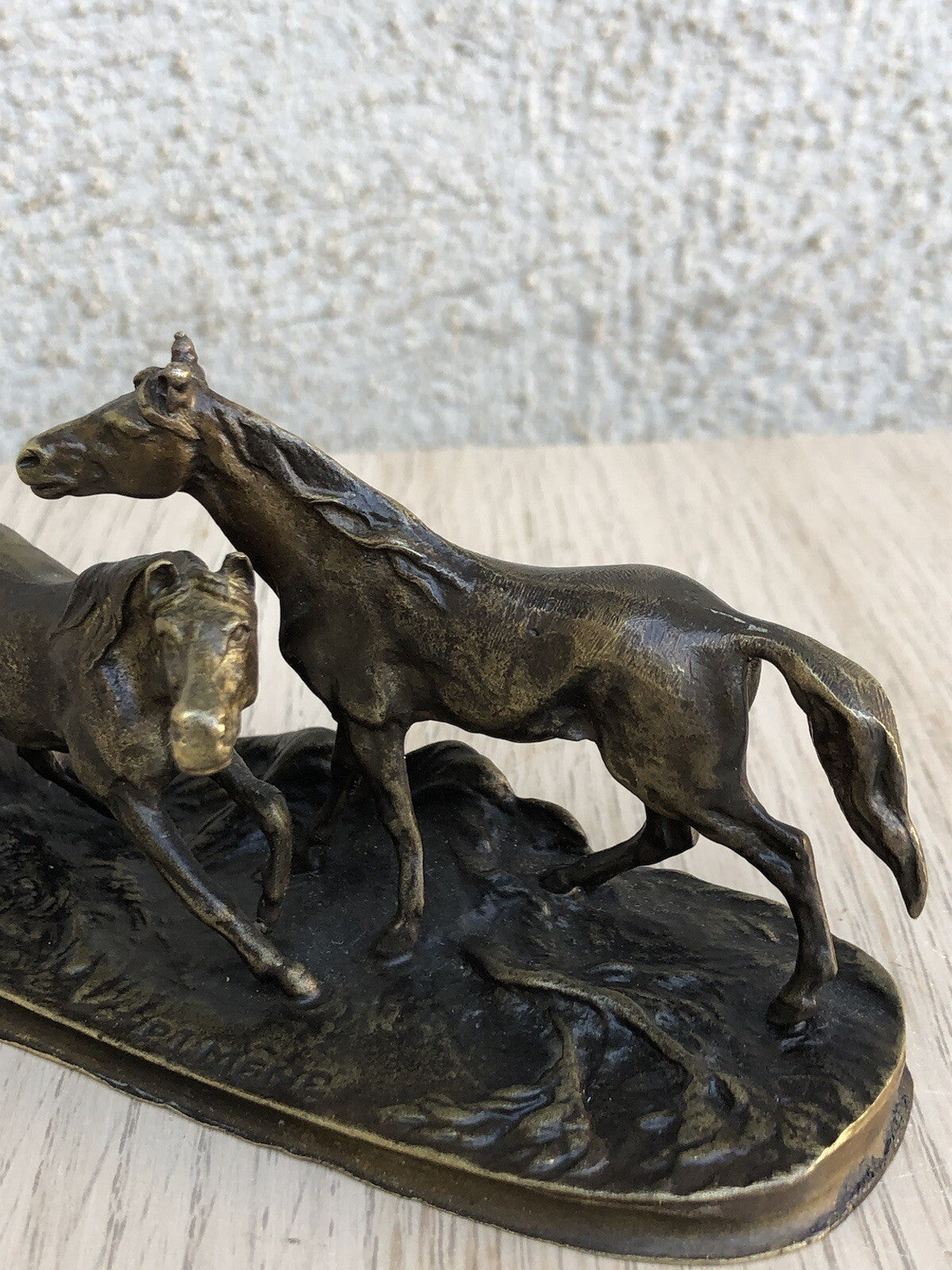 Scultura Vintage Francese -Cavalli- In Bronzo P.J.Méne