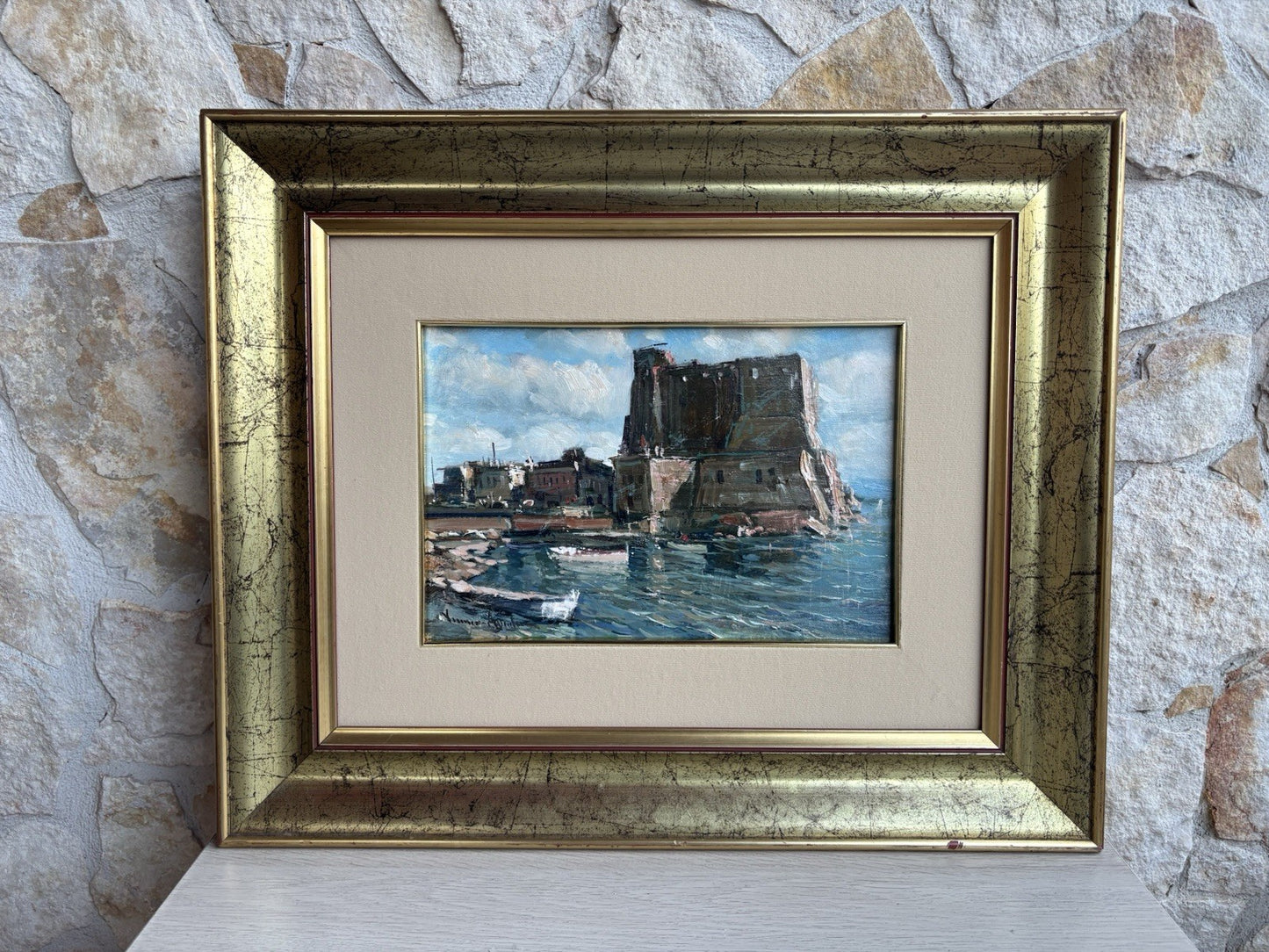 Quadro -Castel Dell’Ovo- Vincenzo Aprile dipinto a olio