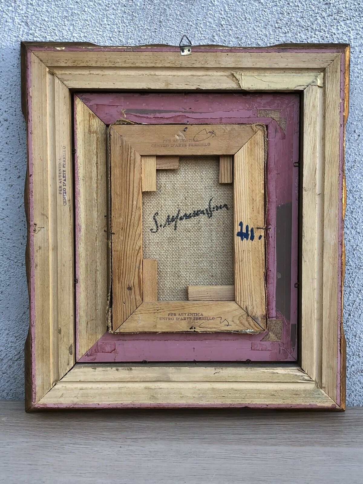 Quadro vintage -Figure Al Tavolo- dipinto a olio su tela