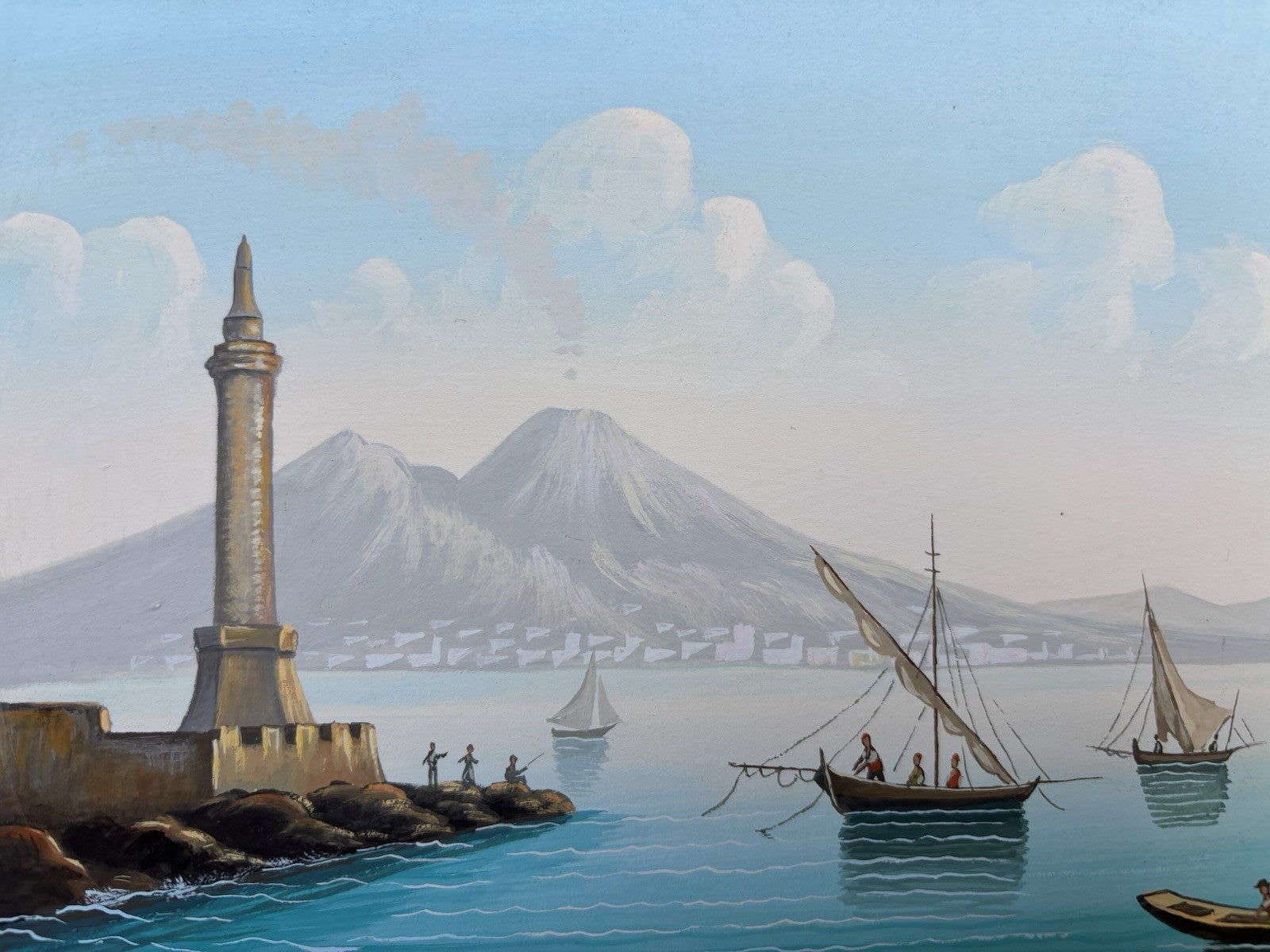 Gouache Vintage Dipinti Su Carta -Vedute Di Napoli-
