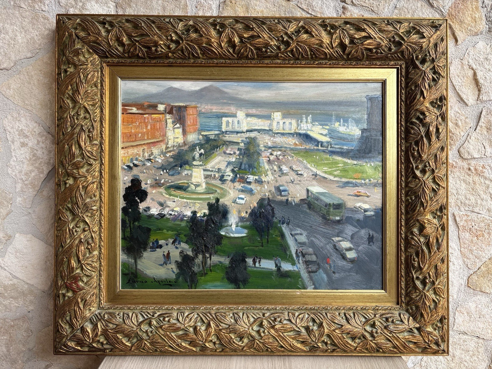Quadro -Napoli Piazza Municipio- Enrico Aprile- dipinto a olio