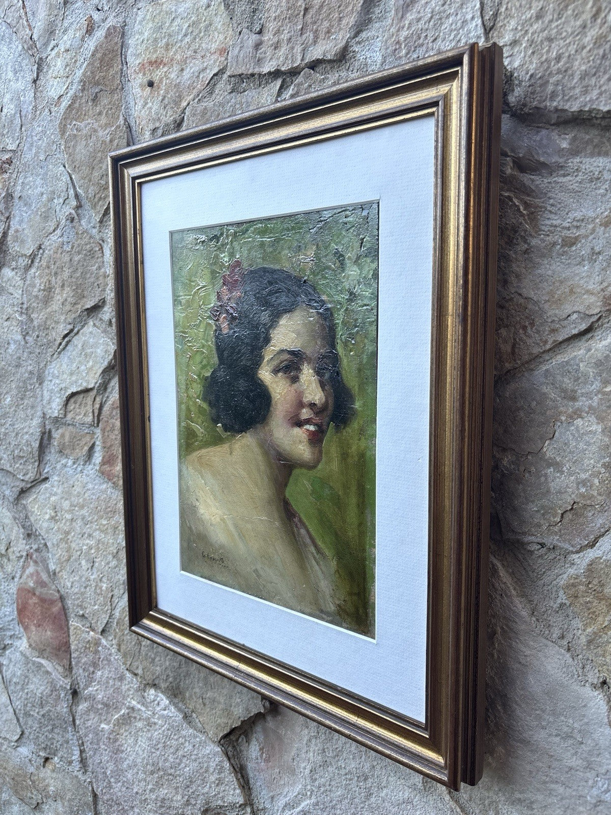 Quadro -Figura Di Donna- dipinto a olio su tavoletta