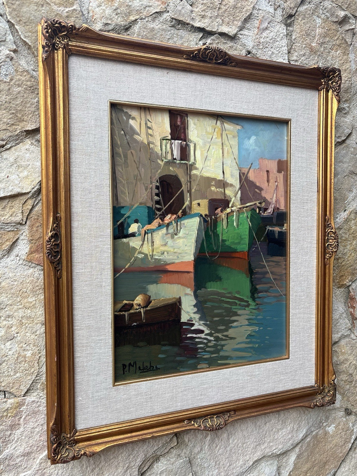 Quadro -Barche Al Porto- Paolo Malerba- dipinto a olio