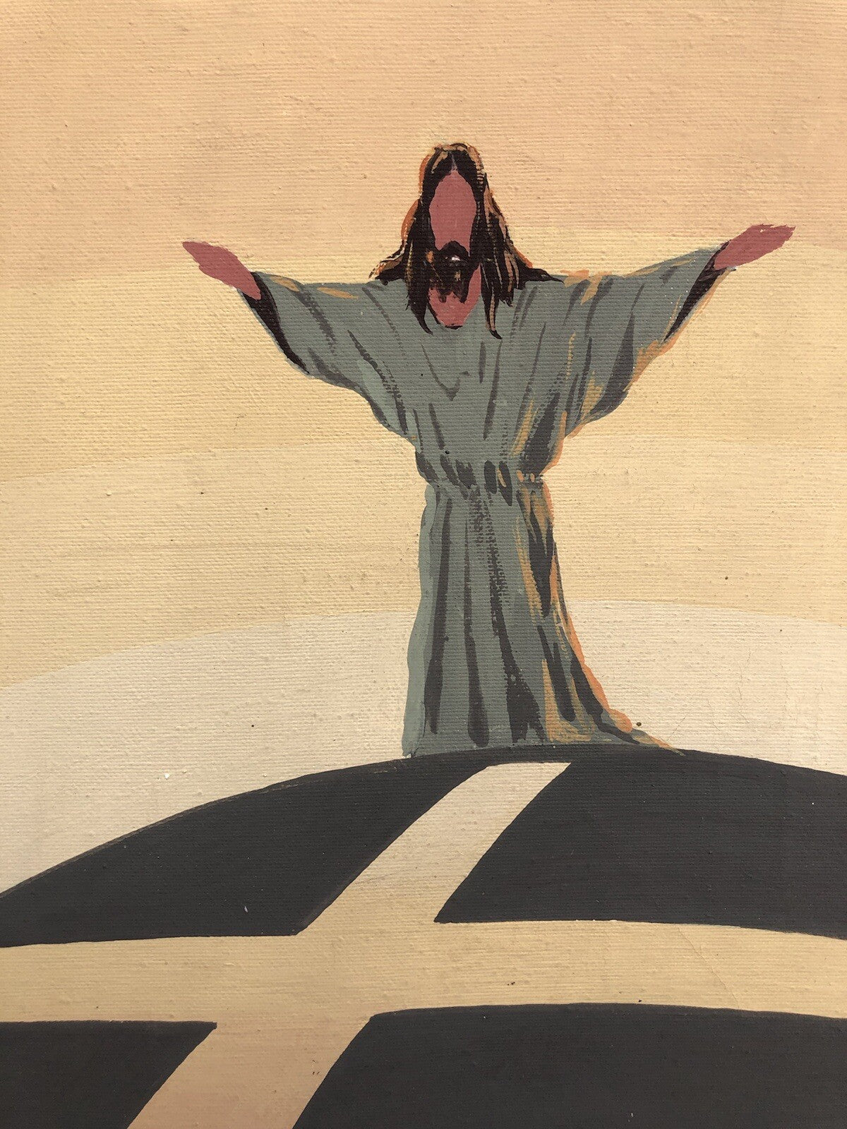 Quadro vintage -Immagine Sacra- dipinto ad acrilico su tela
