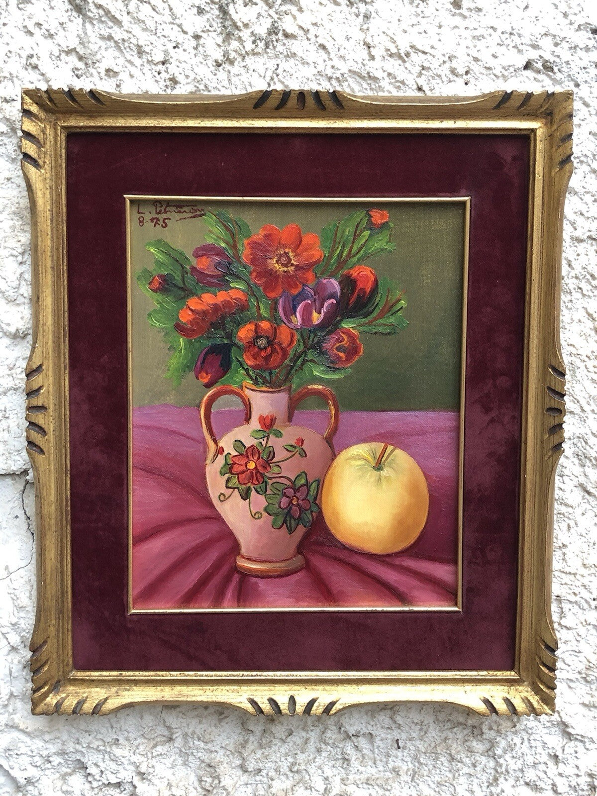 Quadro vintage -Vaso Con Fiori- dipinto a olio