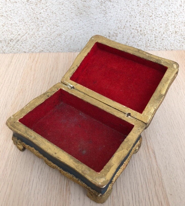 Scatola Portagioie Vintage In Legno Stile Fiorentino