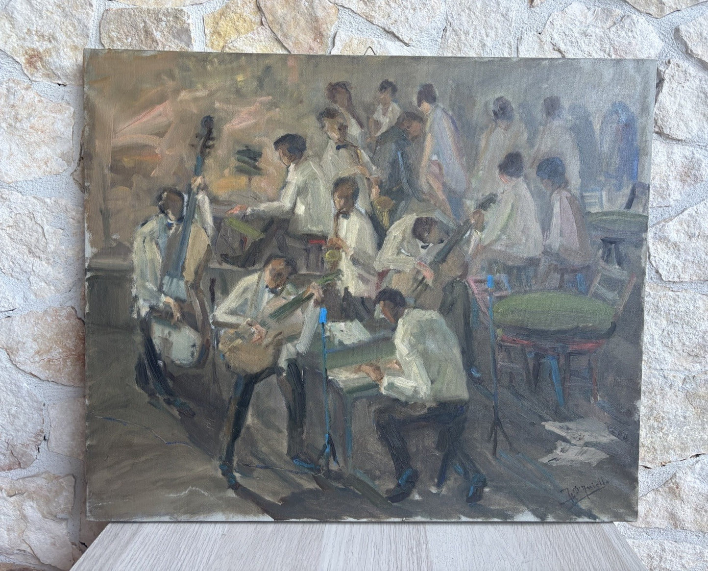 Quadro -Musicisti- Michele D’Aniello dipinto a olio su tela