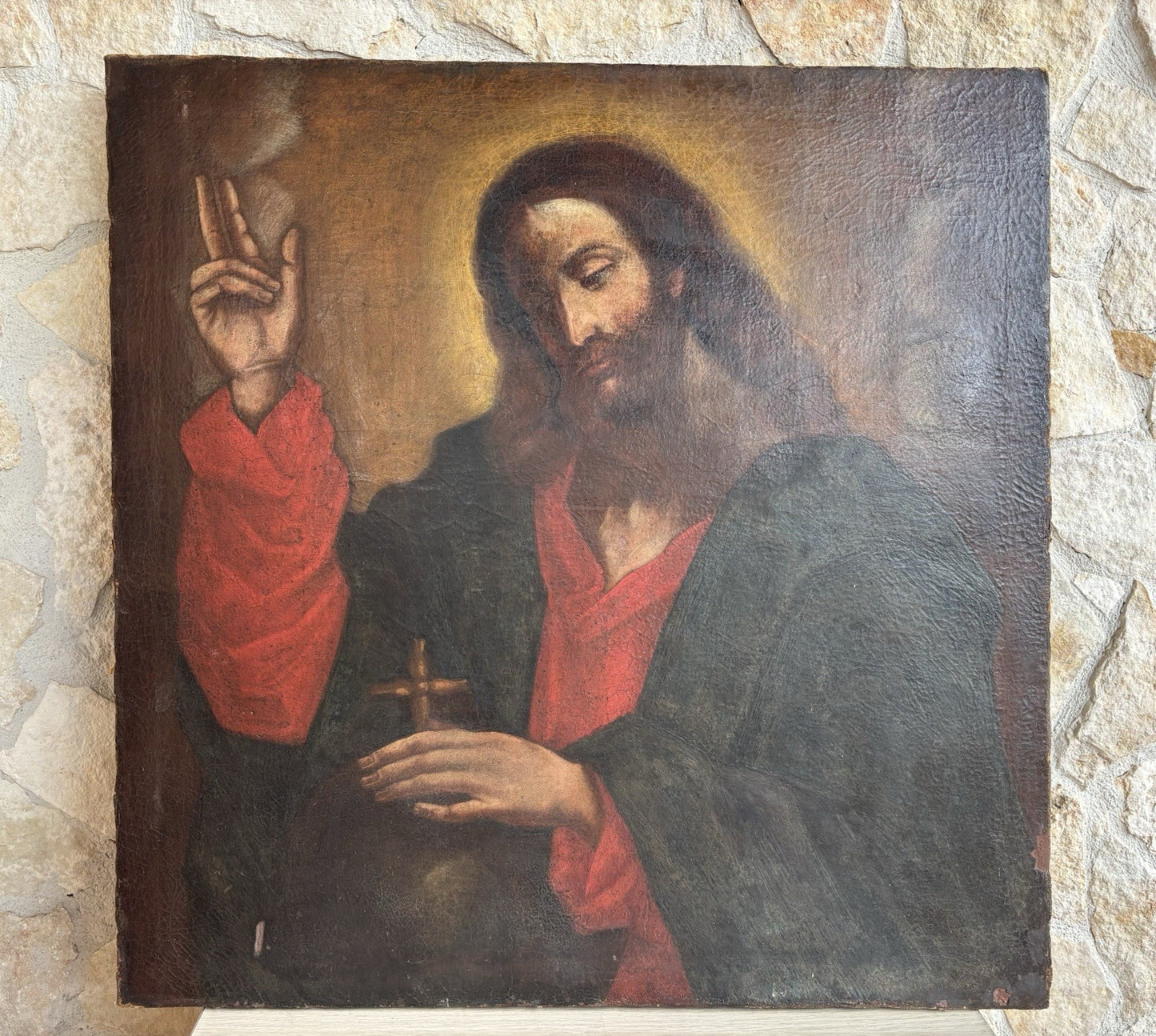 Quadro antico -Gesù- dipinto a olio su tela