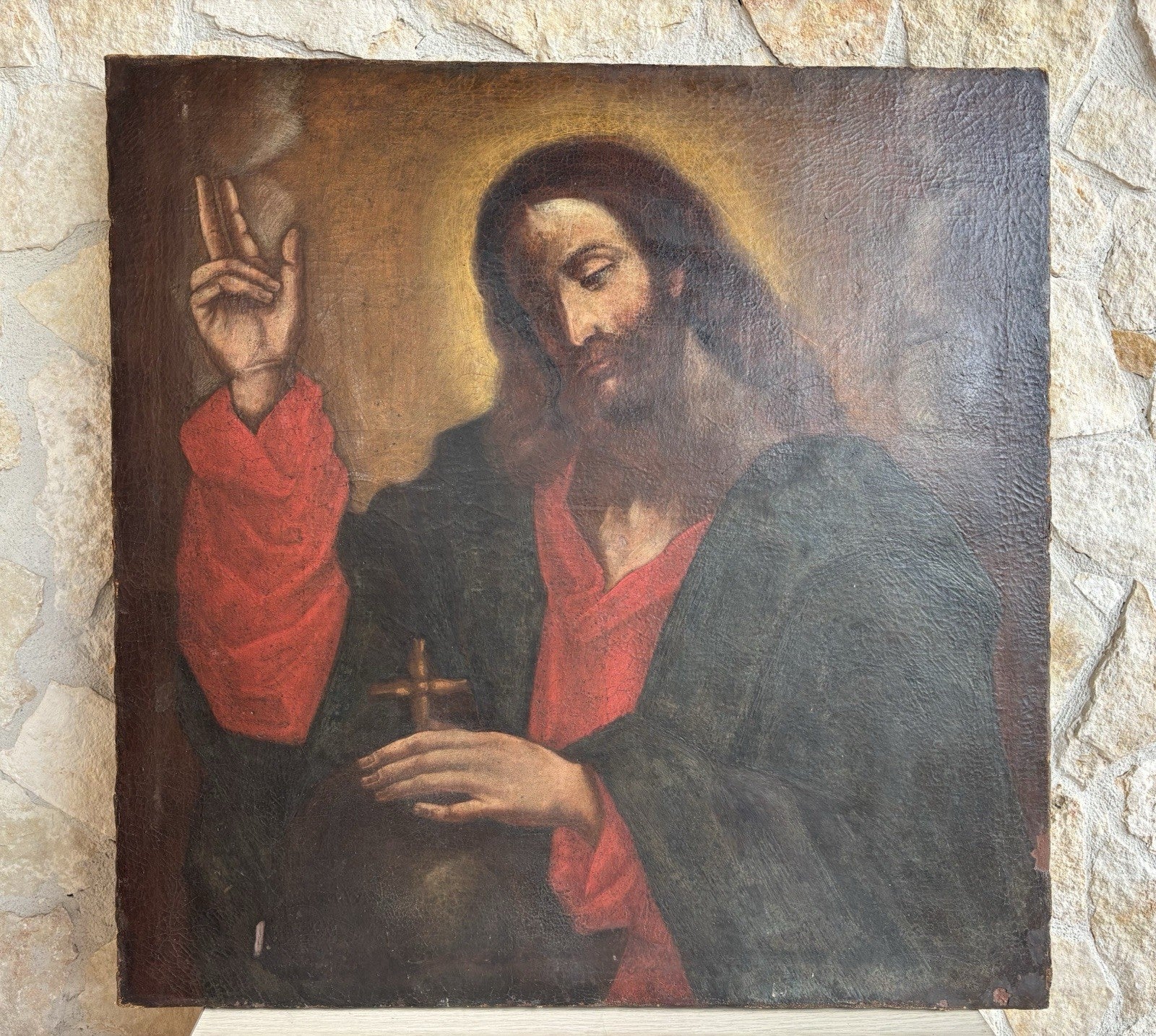 Quadro antico -Gesù- dipinto a olio su tela