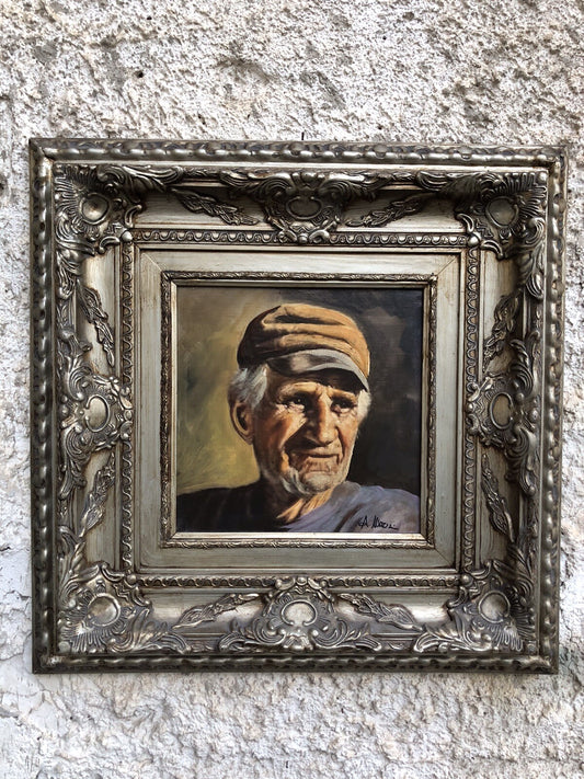 Quadro dipinto a olio su tela, soggetto Uomo Anziano
