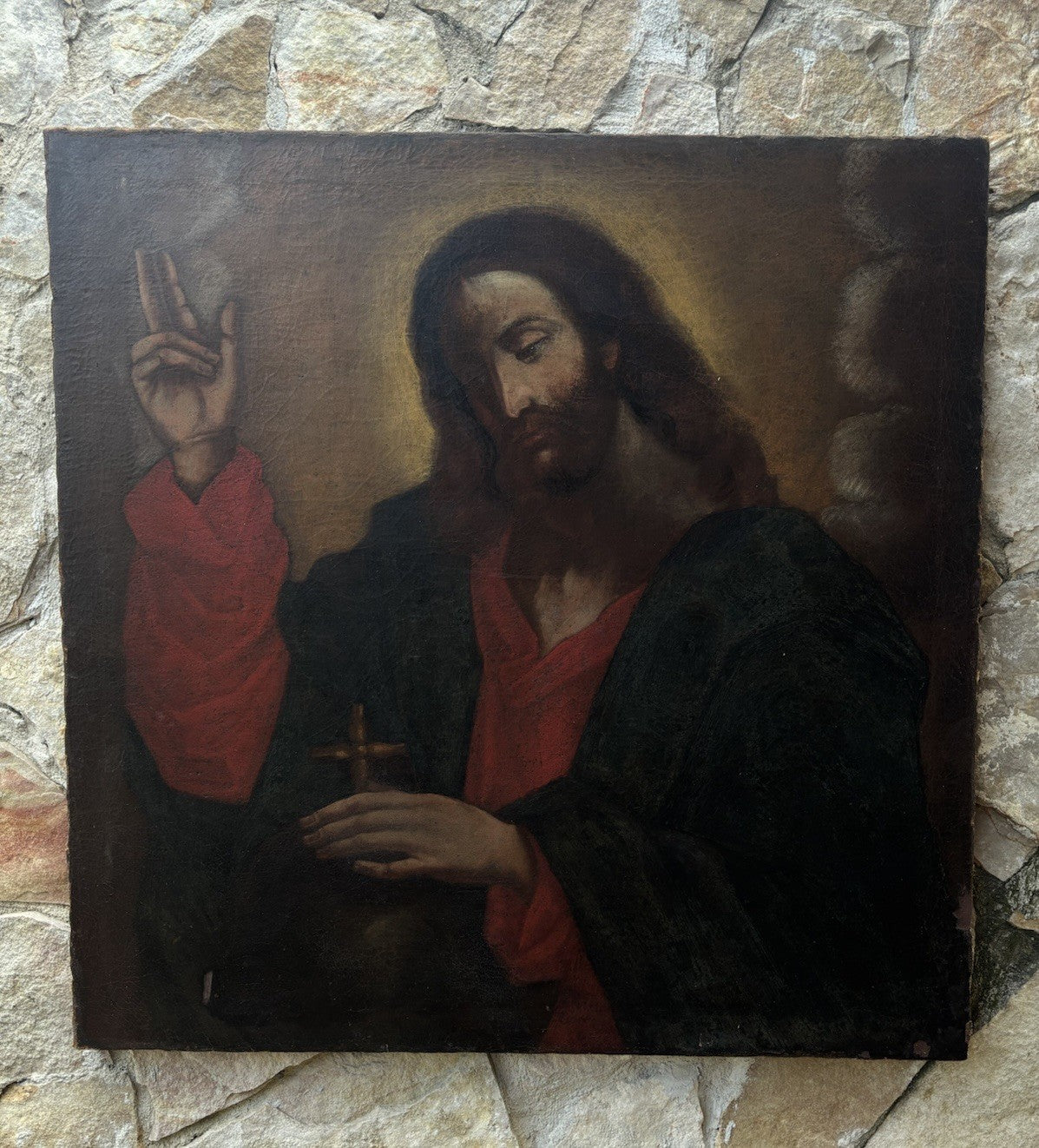 Quadro antico -Gesù- dipinto a olio su tela