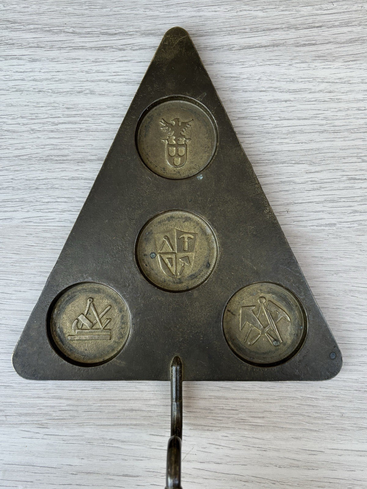 Cazzuola Massonica Vintage In Ottone E Legno