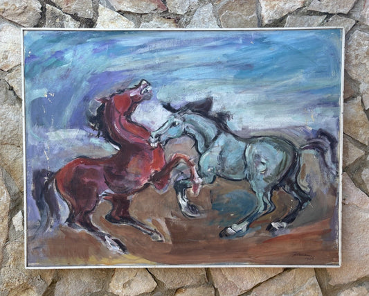 Quadro -Cavalli- Ferruccio Torraca- dipinto a olio su tela