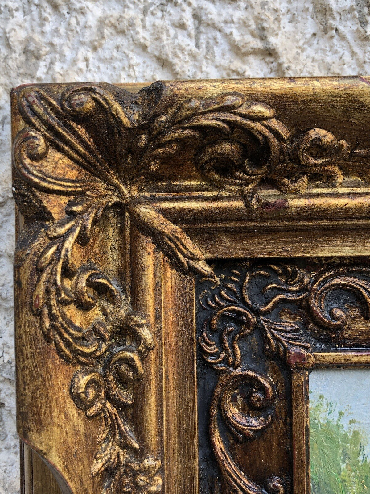 Quadro vintage -Paesaggio Con Fiume- dipinto a olio