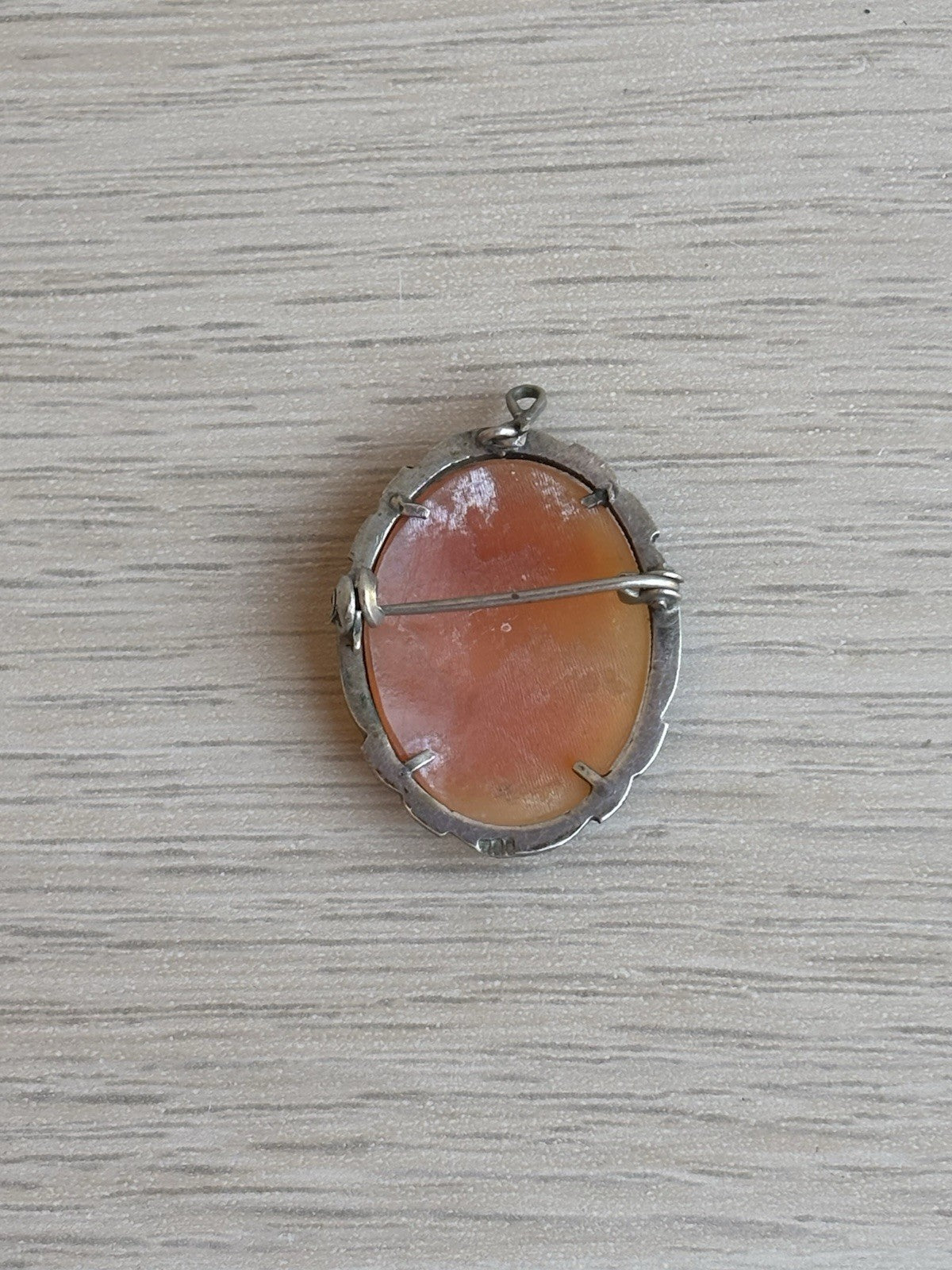 Spilla vintage ciondolo cammeo in argento 800