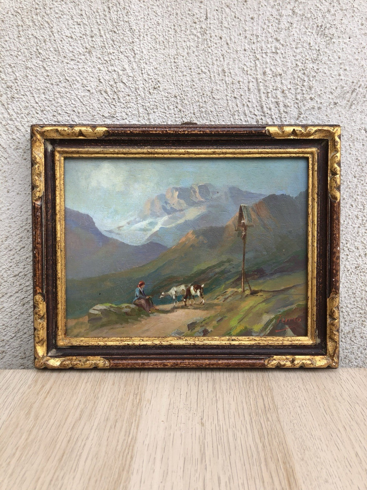 Quadro -Scena Bucolica- dipinto a olio su tavoletta
