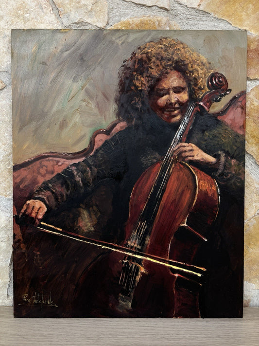 Quadro -Musicista- dipinto a olio su tavoletta